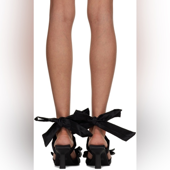 NIB Ganni Black Soft Bow Bow-Tie Heel Sandals - Picture 11 of 16